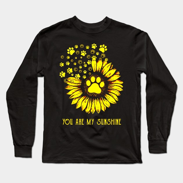 Sunshine Sunflower Dog Paw Long Sleeve T-Shirt by harryq3385